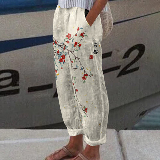 Dashingsoul Japanese Art Floral Vintage Print Pants